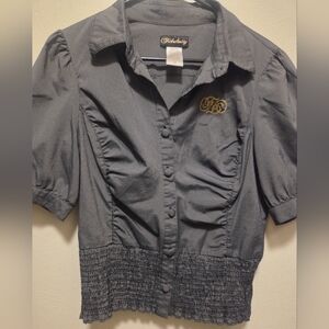 Richway Charcoal Button-Up Women's Blouse